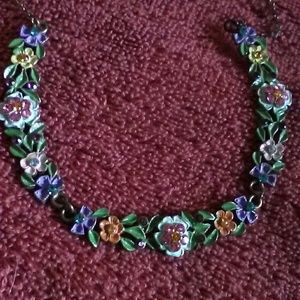 Vintage enamel and crystal chocker